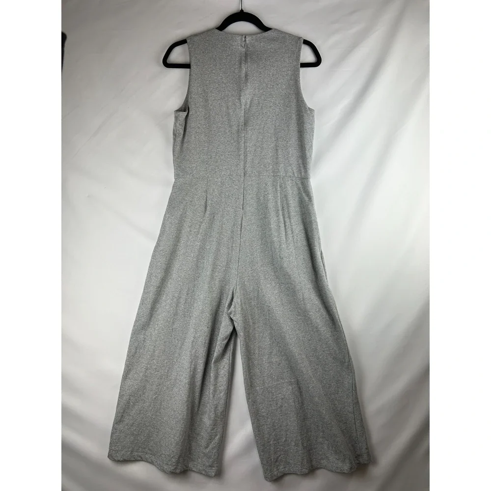 EILEEN FISHER Gray Lightweight Cropped Wide Leg Jumpsuit Romper Pockets Sz: XS